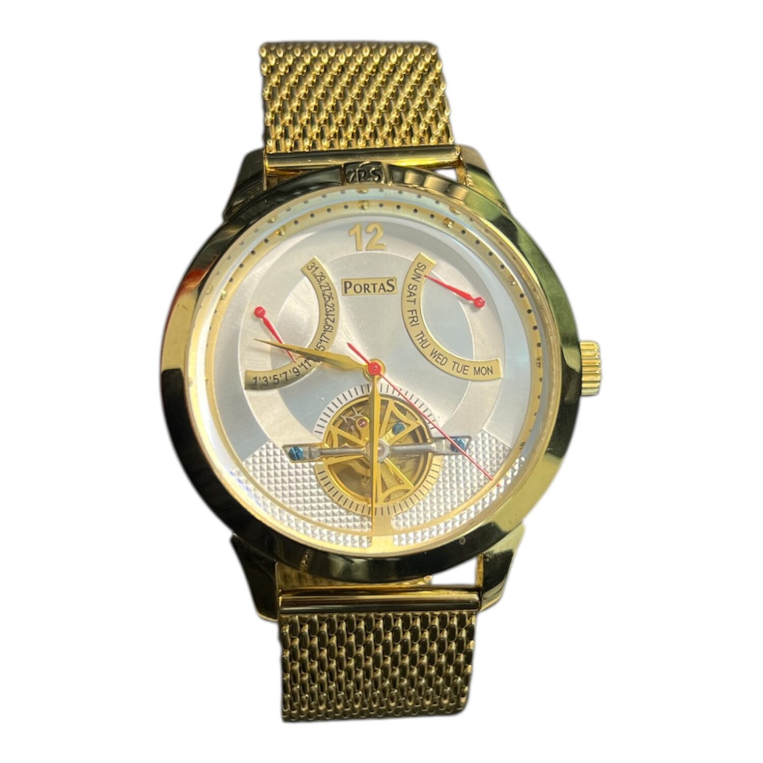 Portas Automatic Day-Date – Gold Case & Mesh Strap